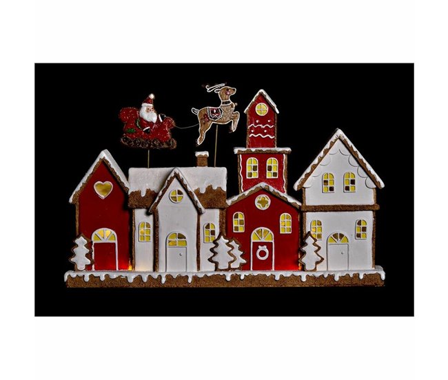Conforama Adorno Navideño DKD Home Decor Casa Blanco Rojo Resina 41 X 7 5 X 27 Cm