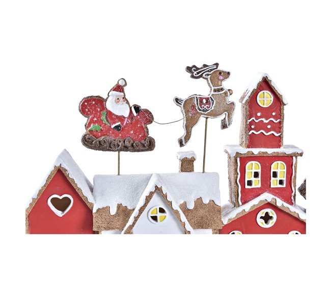 Conforama Adorno Navideño DKD Home Decor Casa Blanco Rojo Resina 41 X 7 5 X 27 Cm