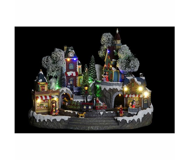 Conforama Adorno Navideño DKD Home Decor Ciudad Luz LED Resina PVC (47 X 36 X 34 Cm)