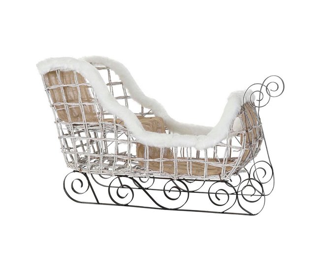 Conforama Adorno Navideño DKD Home Decor Luz LED Trineo Blanco 90 x 46 x 62 cm