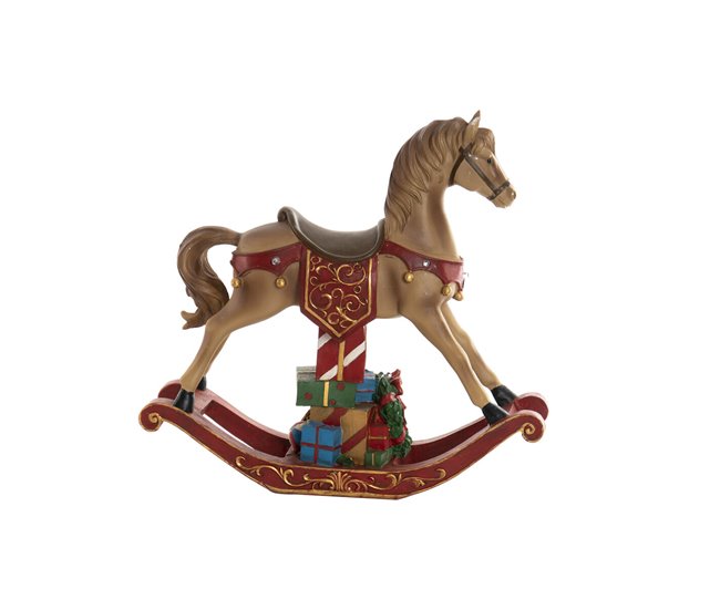 Conforama Adorno Navideño DKD Home Decor Marrón Rojo Resina Caballo 34 x 10 x 32 cm (3 Unidades)