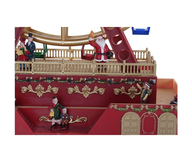 Conforama Adorno Navideño DKD Home Decor Noria Rojo Multicolor Resina Navidad 38 X 17 X 49 Cm