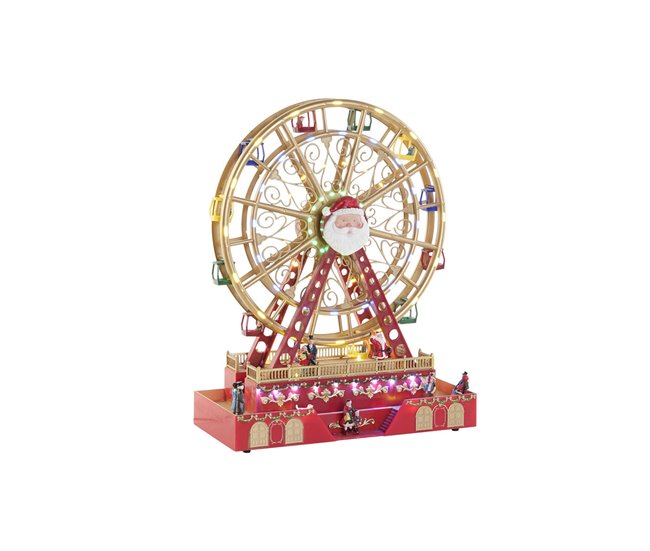 Conforama Adorno Navideño DKD Home Decor Noria Rojo Multicolor Resina Navidad 38 x 17 x 49 cm