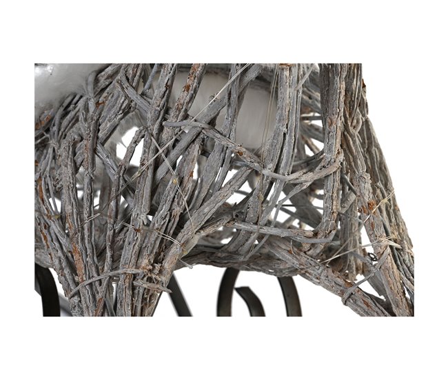 Conforama Adorno Navideño DKD Home Decor Reno Y Trineo Blanco Mimbre Reno 75 X 20 X 53 Cm