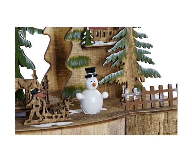 Conforama Adorno Navideño DKD Home Decor Verde Natural Madera Árbol Casas 30 X 15 X 37 Cm (3 Unidades)