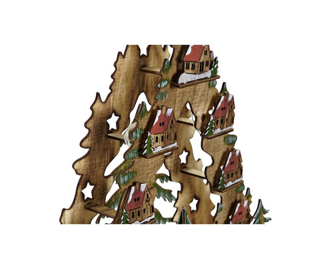 Conforama Adorno Navideño DKD Home Decor Verde Natural Madera Árbol Casas 30 X 15 X 37 Cm (3 Unidades)