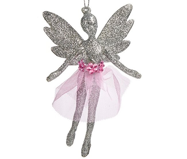 Conforama Adorno Navideño Hada Plateado Plástico Purpurina 8 X 12 X 5 Cm (24 Unidades)