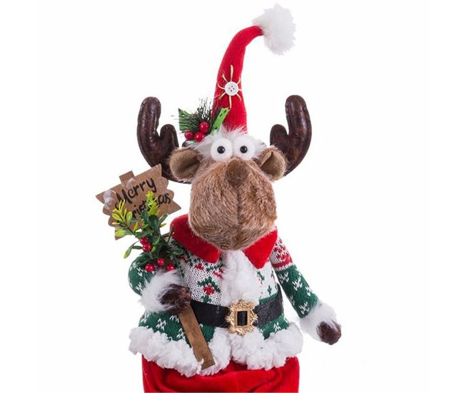 Conforama Adorno Navideño Multicolor Arena Tejido Reno 23 X 14 X 64 Cm