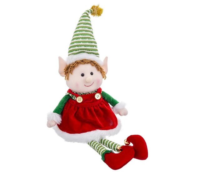 Conforama Adorno Navideño Multicolor Foam Tejido Niña Elfo 40 Cm