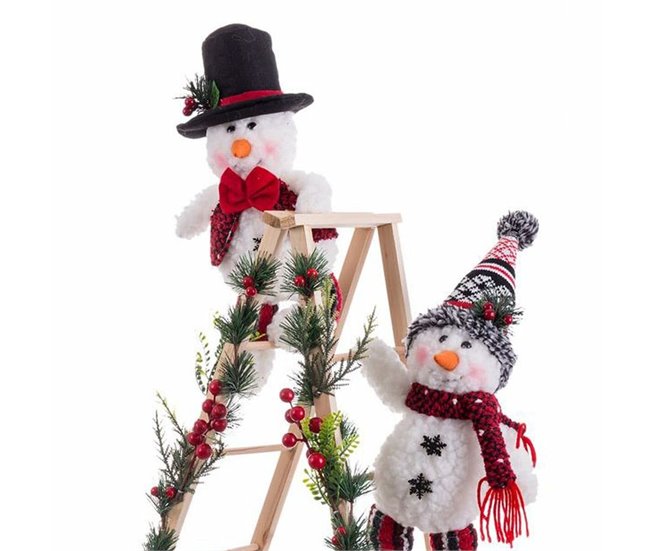 Conforama Adorno Navideño Multicolor Madera Tejido Muñeco De Nieve 30 X 15 X 76 Cm