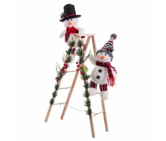 Conforama Adorno Navideño Multicolor Madera Tejido Muñeco de Nieve 30 x 15 x 76 cm