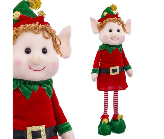 Conforama Adorno Navideño Multicolor Metal Foam Tejido Niño Elfo 70 Cm