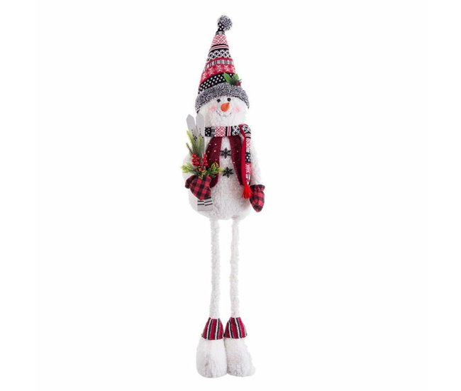 Conforama Adorno Navideño Multicolor Metal Tejido Muñeco de Nieve 38 x 25 x 142 cm