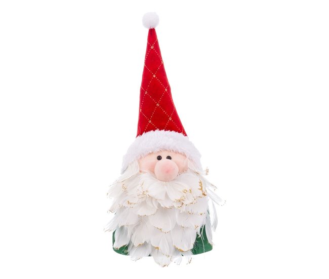 Conforama Adorno Navideño Multicolor Plumas Arena Tejido Papá Noel 12 x 36 cm