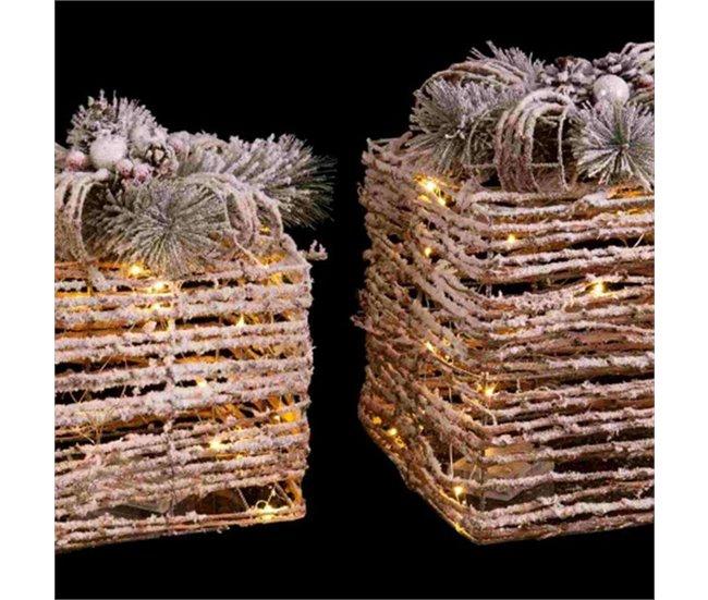 Conforama Adorno Navideño Natural Metal Plástico Fibra Caja De Regalo 25 X 25 X 36 Cm (3 Unidades)