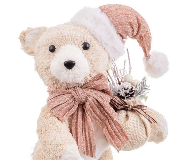 Conforama Adorno Navideño Oso Multicolor Plástico Polyfoam Tejido Flores 17 X 18 X 28 Cm