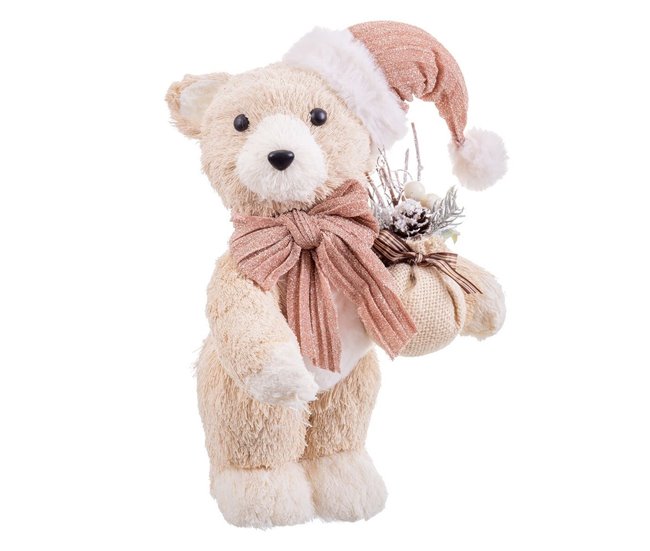 Conforama Adorno Navideño Oso Multicolor Plástico Polyfoam Tejido Flores 17 x 18 x 28 cm