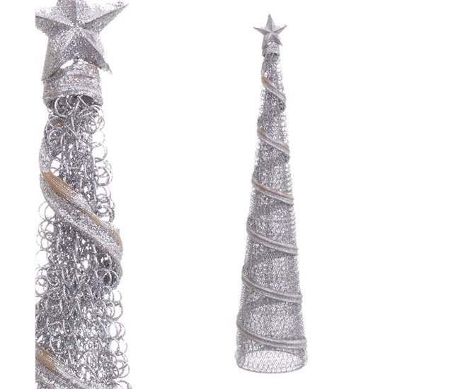 Conforama Adorno Navideño Plata Metal Cónico 10 X 10 X 50 Cm