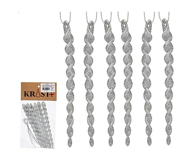Conforama Adorno Navideño Plateado Plástico Purpurina 13 5 X 1 X 5 5 Cm (24 Unidades)