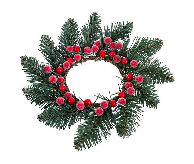Conforama Adorno Navideño Portavelas Rojo Verde Plástico 25 cm