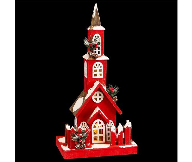 Conforama Adorno Navideño Rojo Madera Casa 17 X 18 X 56 Cm