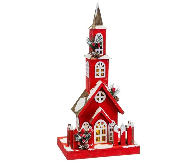 Conforama Adorno Navideño Rojo Madera Casa 17 X 18 X 56 Cm