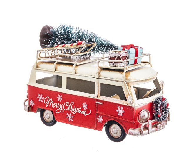 Conforama Adorno Navideño Rojo Multicolor Metal Furgoneta 17 5 X 7 5 X 11 Cm