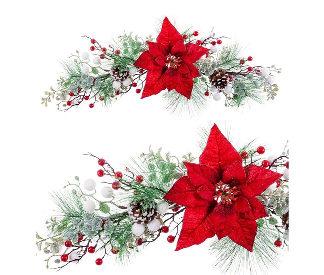 Conforama Adorno Navideño Rojo Multicolor Plástico Tejido Piñas 60 Cm