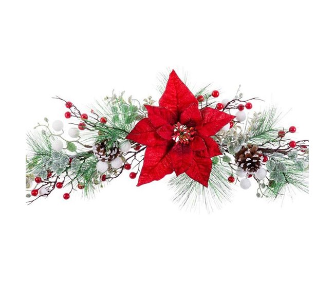 Conforama Adorno Navideño Rojo Multicolor Plástico Tejido Piñas 60 Cm