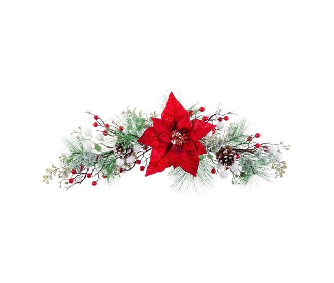 Conforama Adorno Navideño Rojo Multicolor Plástico Tejido Piñas 60 cm