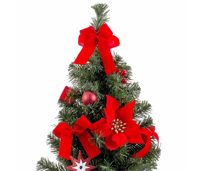 Conforama Adorno Navideño Rojo Verde Plástico Tejido Árbol De Navidad 40 Cm