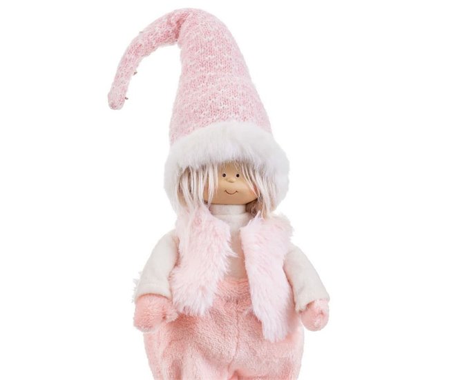 Conforama Adorno Navideño Rosa Metal Poliresina Polyfoam Tejido Niño 19 X 10 X 51 Cm