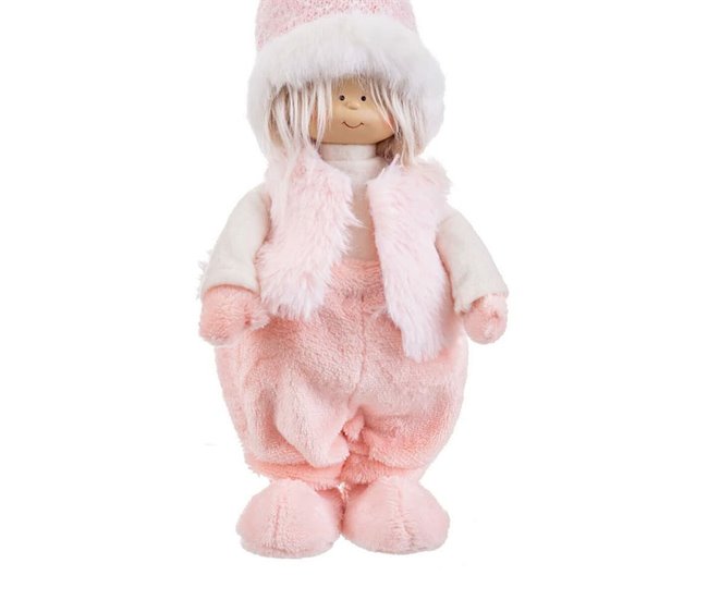 Conforama Adorno Navideño Rosa Metal Poliresina Polyfoam Tejido Niño 19 X 10 X 51 Cm