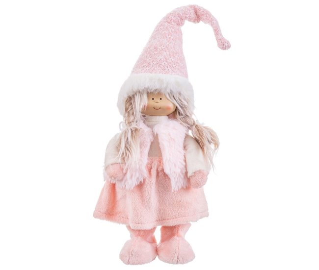 Conforama Adorno Navideño Rosa Metal Poliresina Polyfoam Tejido Niña 19 x 10 x 51 cm