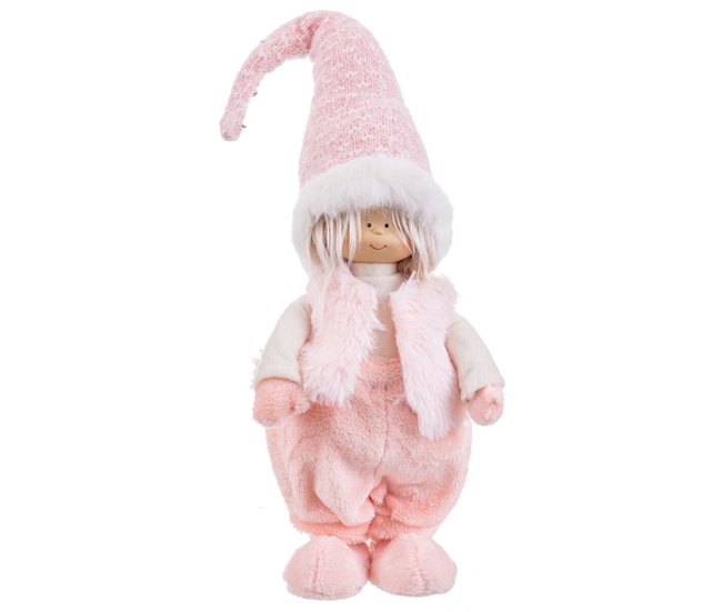 Conforama Adorno Navideño Rosa Metal Poliresina Polyfoam Tejido Niño 19 x 10 x 51 cm