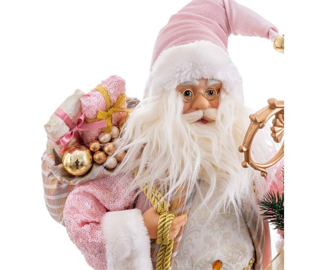 Conforama Adorno Navideño Rosa Plástico Poliresina Tejido 45 Cm