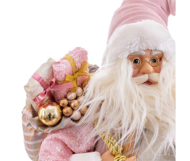 Conforama Adorno Navideño Rosa Plástico Poliresina Tejido 45 Cm
