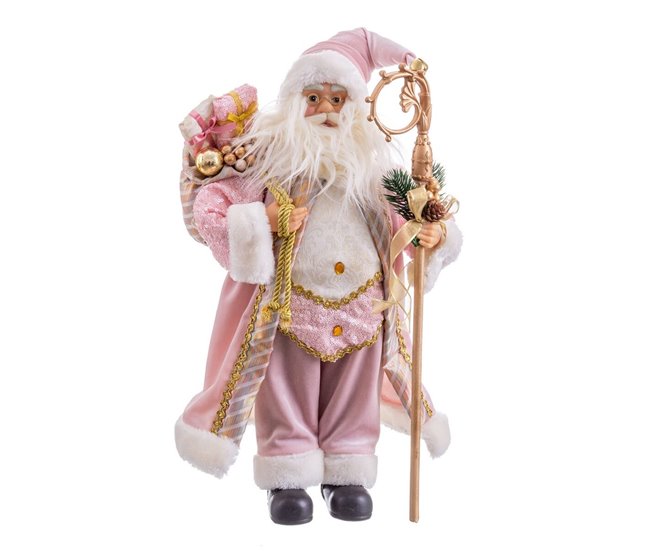 Conforama Adorno Navideño Rosa Plástico Poliresina Tejido 45 cm