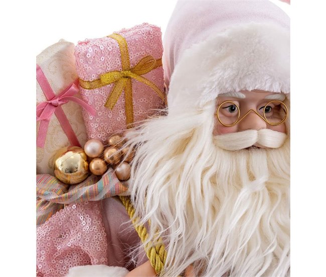 Conforama Adorno Navideño Rosa Plástico Poliresina Tejido 60 Cm