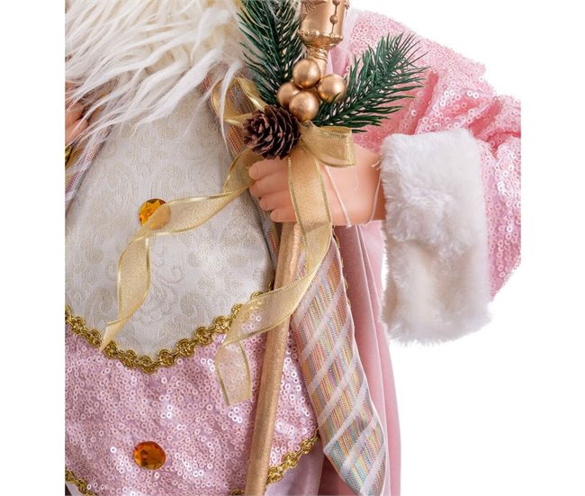 Conforama Adorno Navideño Rosa Plástico Poliresina Tejido 60 Cm