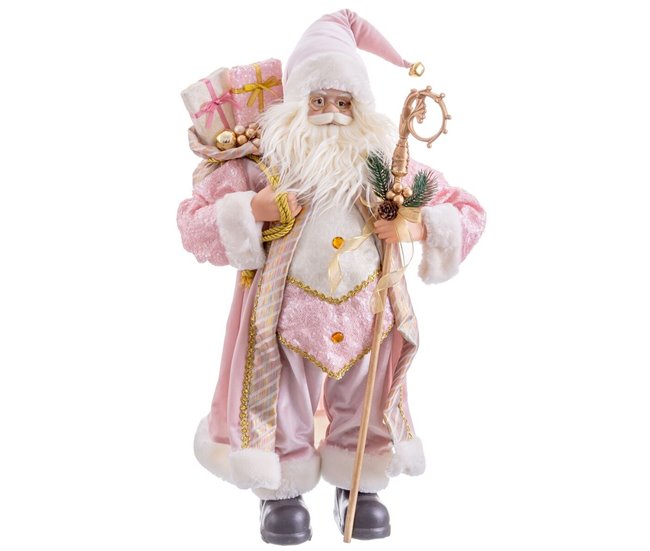 Conforama Adorno Navideño Rosa Plástico Poliresina Tejido 60 cm