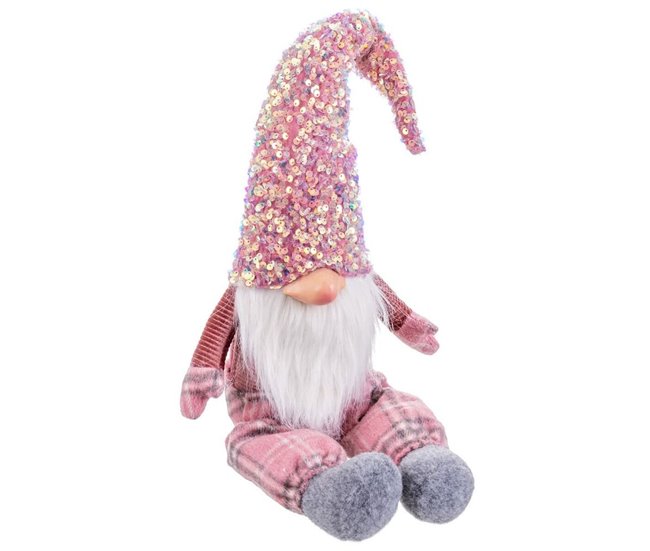 Conforama Adorno Navideño Rosa Poliresina Arena Tejido 58 Cm