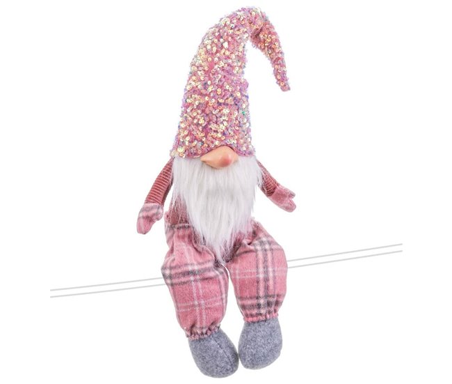 Conforama Adorno Navideño Rosa Poliresina Arena Tejido 58 Cm