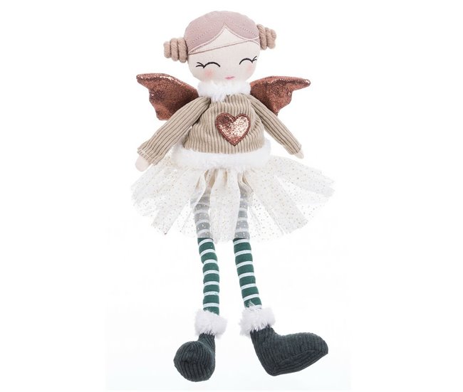 Conforama Adorno Navideño Verde Beige Arena Tejido 42 cm