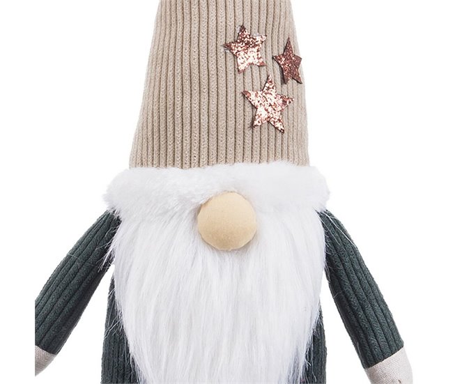 Conforama Adorno Navideño Verde Beige Arena Tejido Papá Noel 30 Cm