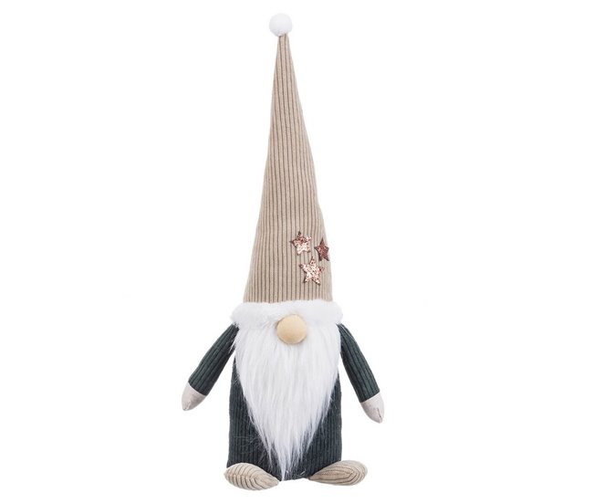 Conforama Adorno Navideño Verde Beige Arena Tejido Papá Noel 30 cm
