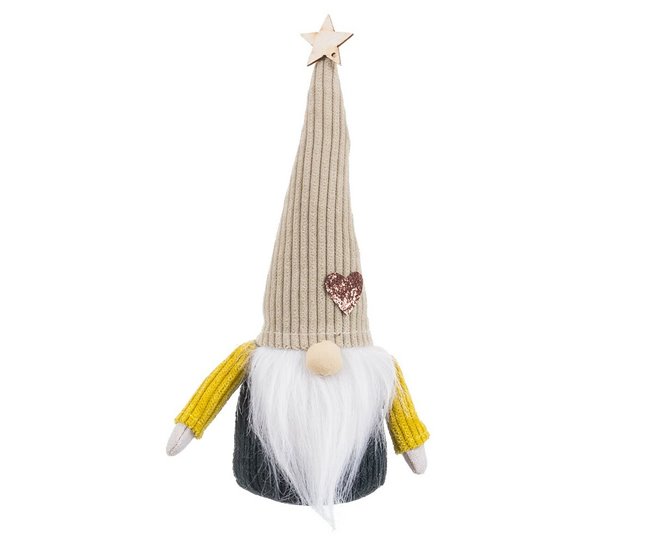 Conforama Adorno Navideño Verde Beige Arena Tejido Papá Noel 20 cm