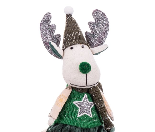 Conforama Adorno Navideño Verde Multicolor Arena Tejido Reno 12 X 5 X 42 Cm