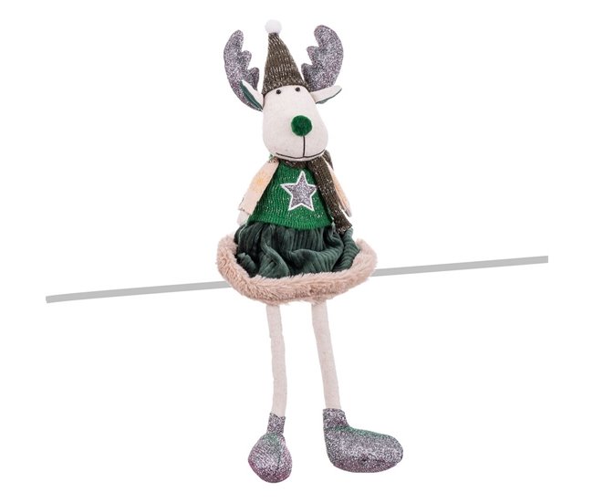 Conforama Adorno Navideño Verde Multicolor Arena Tejido Reno 12 x 5 x 42 cm