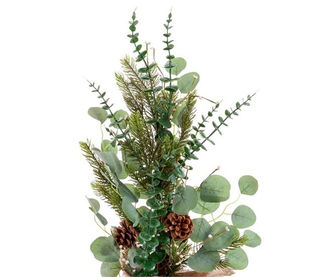 Conforama Adorno Navideño Verde Natural Plástico Fibra Piñas 63 5 Cm